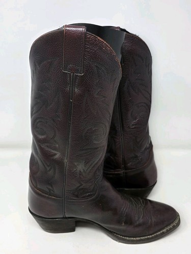 Vintage Justin Cowboystiefel Herren 8,5 D rot braun Leder Western Nähte - Bild 6 von 16