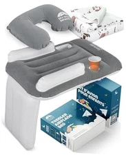 Toddler Airplane Bed - Inflatable Airplane Bed 1.0 Mattress + Pillow + Blanket