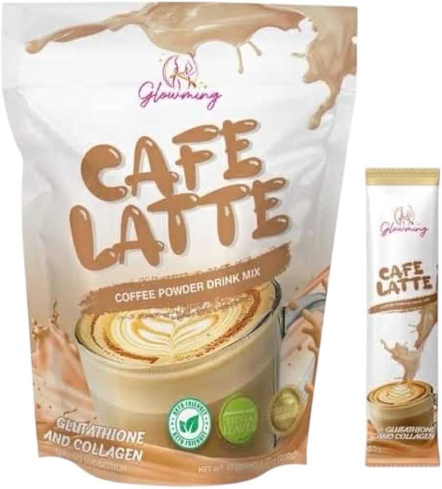 Glowming - CAFÉ LATTE - Mezcla de bebidas de café en polvo - 10 sobres x 20 g