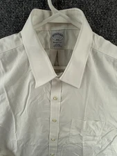 Brooks Brothers Non-Iron Regent All Cotton 17 4/5 White Shirt Button Up Solid