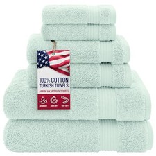 , 100 Cotton Turkish 6 Piece Towel Set, Luxury Rapsodi 6 Piece Towel Set Mint