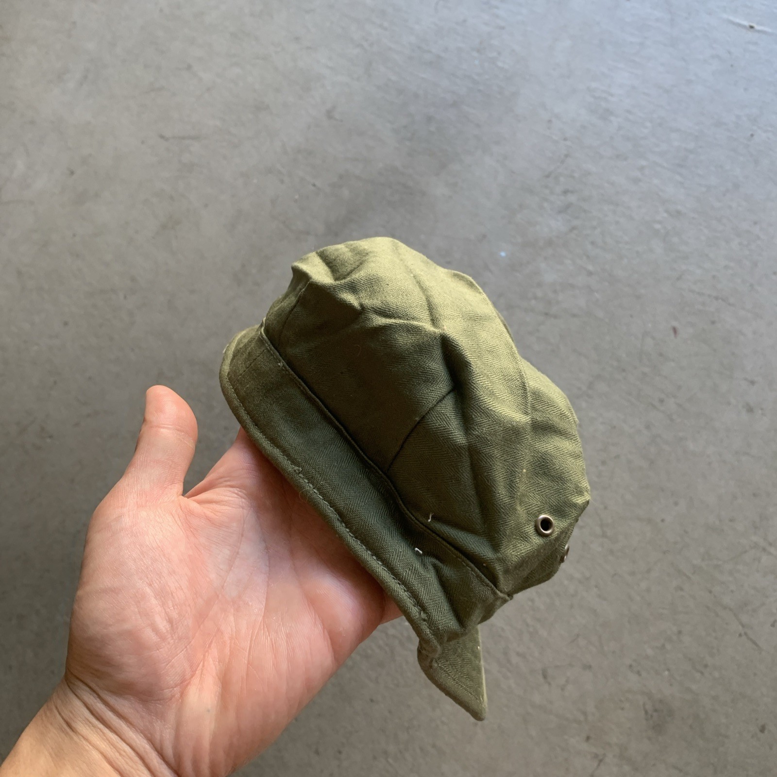 Vintage 50s Korean War Era HBT Herringbone Twill Military Army Cap Hat ...