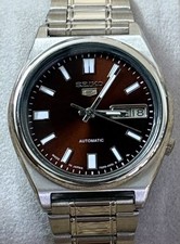 Seiko 5 Automatic Men’s Watch Brown Sunburst Dial 17 Jewels Japan 7009