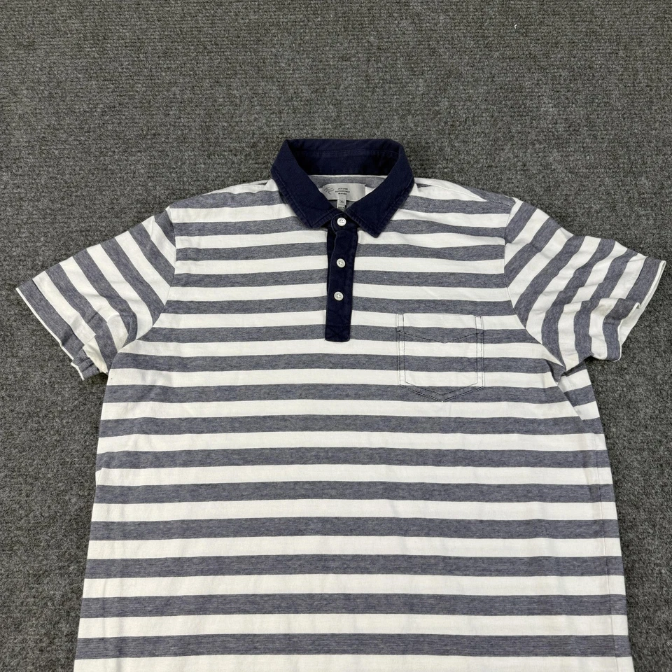 Jack Spade Polo Shirt Mens XL Blue White Striped Pocket Cotton Rugby Preppy - Image 2 of 4