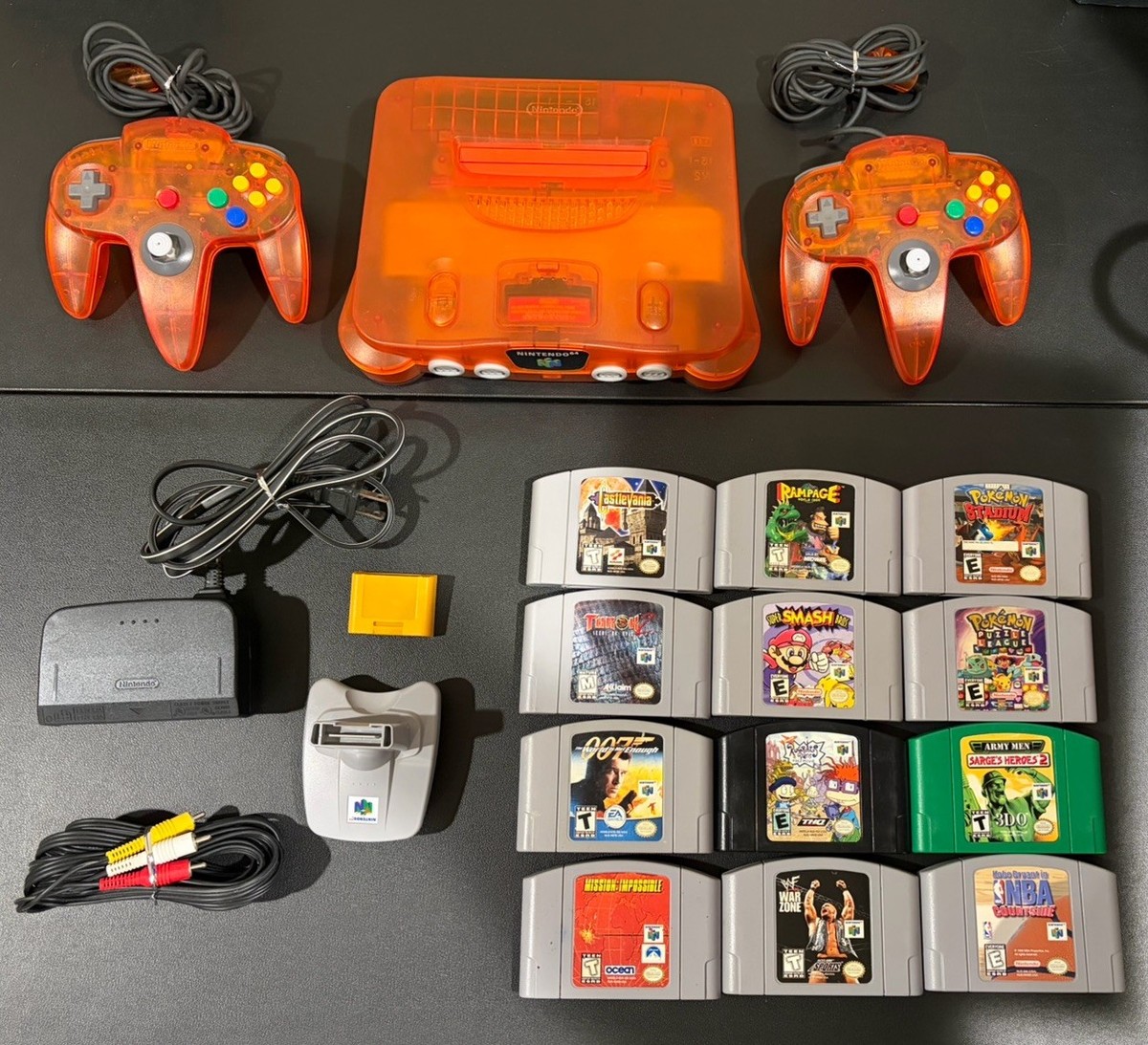 Fire Orange Nintendo 64 Console N64 Bundle Castlevania Pokémon 007