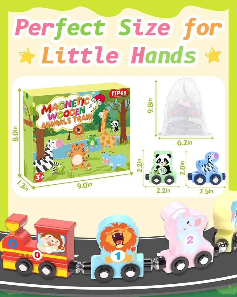 11 Pcs Magnetic Train Set Montessori Toys for 1 2 3 Years Old Toddlers Boys Girl - Image 2 of 4