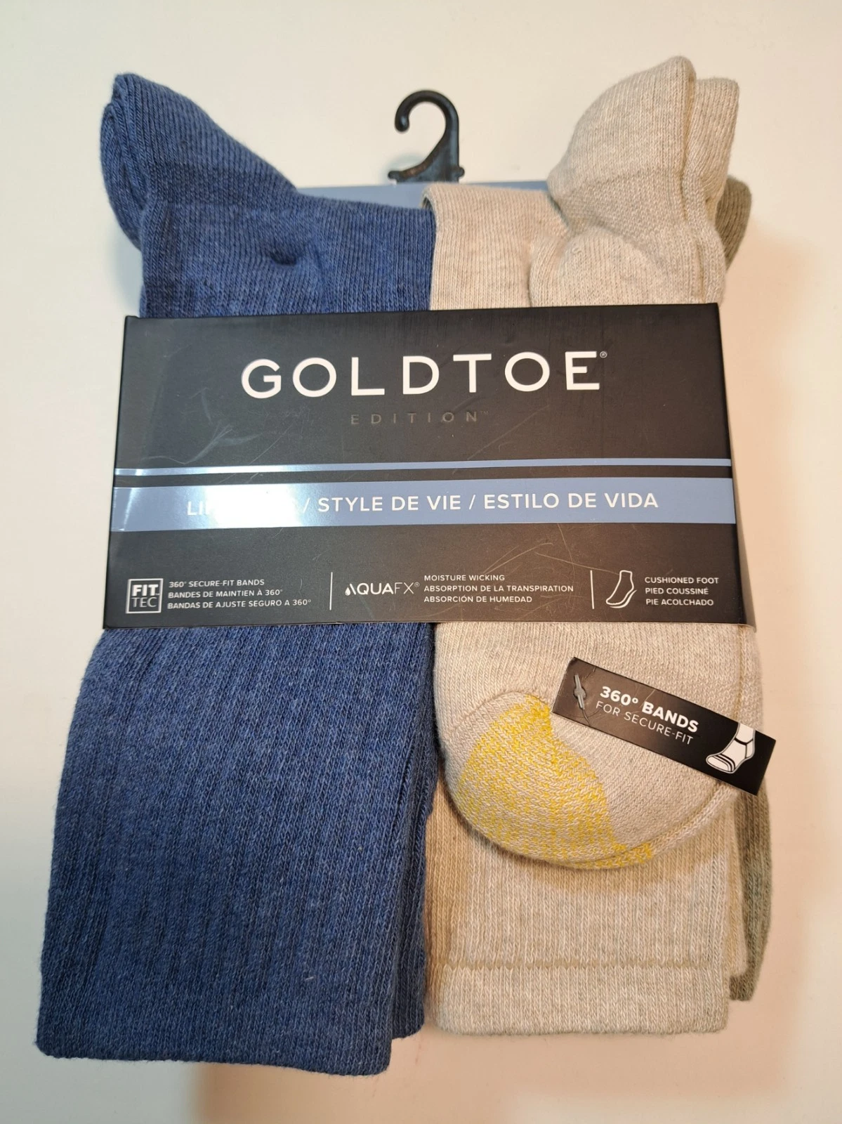 GOLDTOE lifestyle AquaFX Crew Socks 6-Pack Men's sz (6-12.5) Multicolor