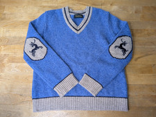 VINTAGE ASTRIFA BLUE DEER WOOL CHILDRENS SWEATER PULLOVER KIDS SIZE 5