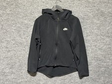 Nike Tech Hoodie Fleece Full Zip Jacket Womens Medium Black Pockets BV7565