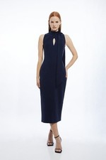 Karen Millen Bodycon Midi Dress UK10 in Blue RRP £199