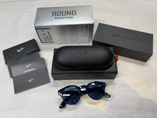 Ray-Ban Stories  Round Smart Glasses, Shiny Blue/Dark Blue Polarized, 48 mm