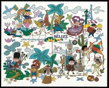 Belize 1985 - It's a Small World Art - Souvenir Stamp Sheet - Scott #795 - MNH