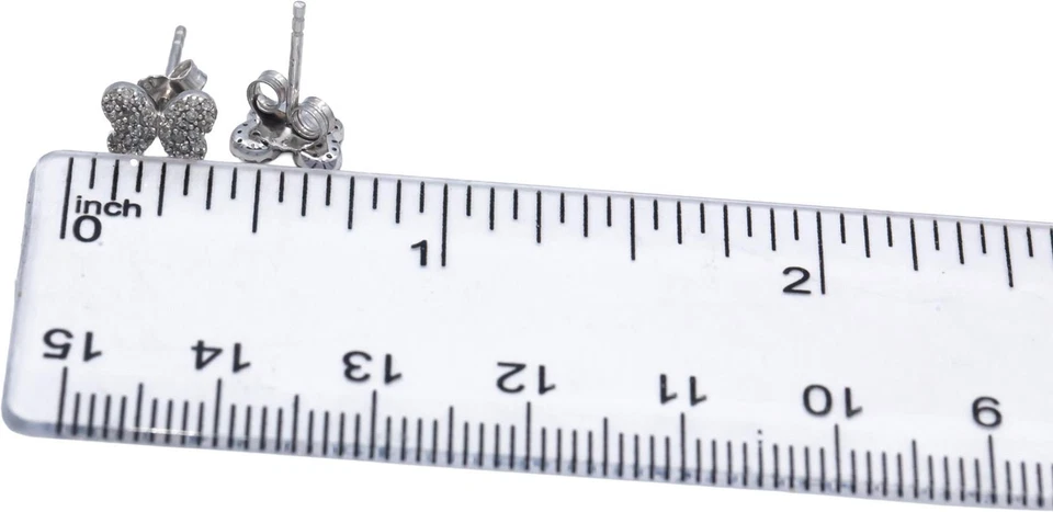 10k White Gold Round Diamond Cluster Butterfly Stud Earrings 0.20CT - Image 4 of 4