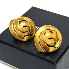 CHANEL 95P Orecchini Rotondi Coco Mark CC Logo Oro Vintage Clip-On Gioielli G...
