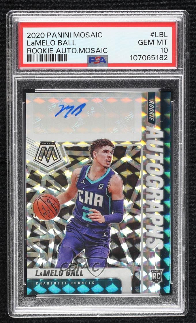 2020-21 Panini Mosaic Rookie Lamelo Ball #RA-LBL PSA 10 GEM MT Auto RC 14t3