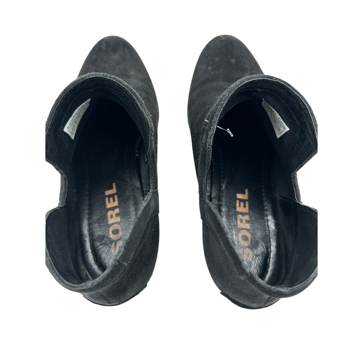 Sorel Lolla Black Suede Leather Cut Out Chelsea Ankle Boots  display picture 1