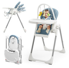Silla Alta 3 en 1 para Bebe con 7 Alturas y 4 Posiciones de Reclinado y Juguetes