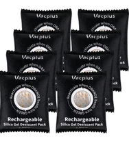 Vacplus 8 Pack 100g Reusable Desiccant Packs for Storage, Large Silica Gel...