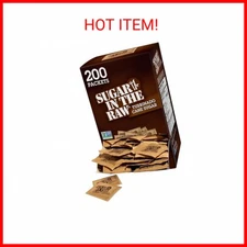 Sugar In The Raw Turbinado Cane Sugar Packets, 200ct, Natural Sweetener for Drin