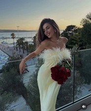 ZARA NWT 99 WOMAN SS25 FEATHERED SATIN MIDI DRESS GREEN  2168/002