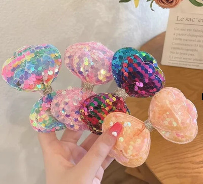 5 Stck. Lange Farbverlauf Pailletten Glitzer Große Schleife Haarspangen für Mädchen Kinder Niedlich Ka