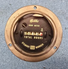 Vintage SW Stewart Warner Hobbs 75 Total Hours Hour Meter Dash Gauge Parts USA