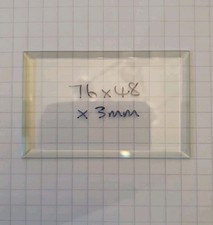 BEVELLED CARRIAGE CLOCK GLASS  76 MM X 48 MM X 3 MM - OTHER SIZES AVAILABLE