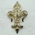 Vintage Style Gold Tone Ornate Fleur de Lis Brooch Pin Costume Jewelry