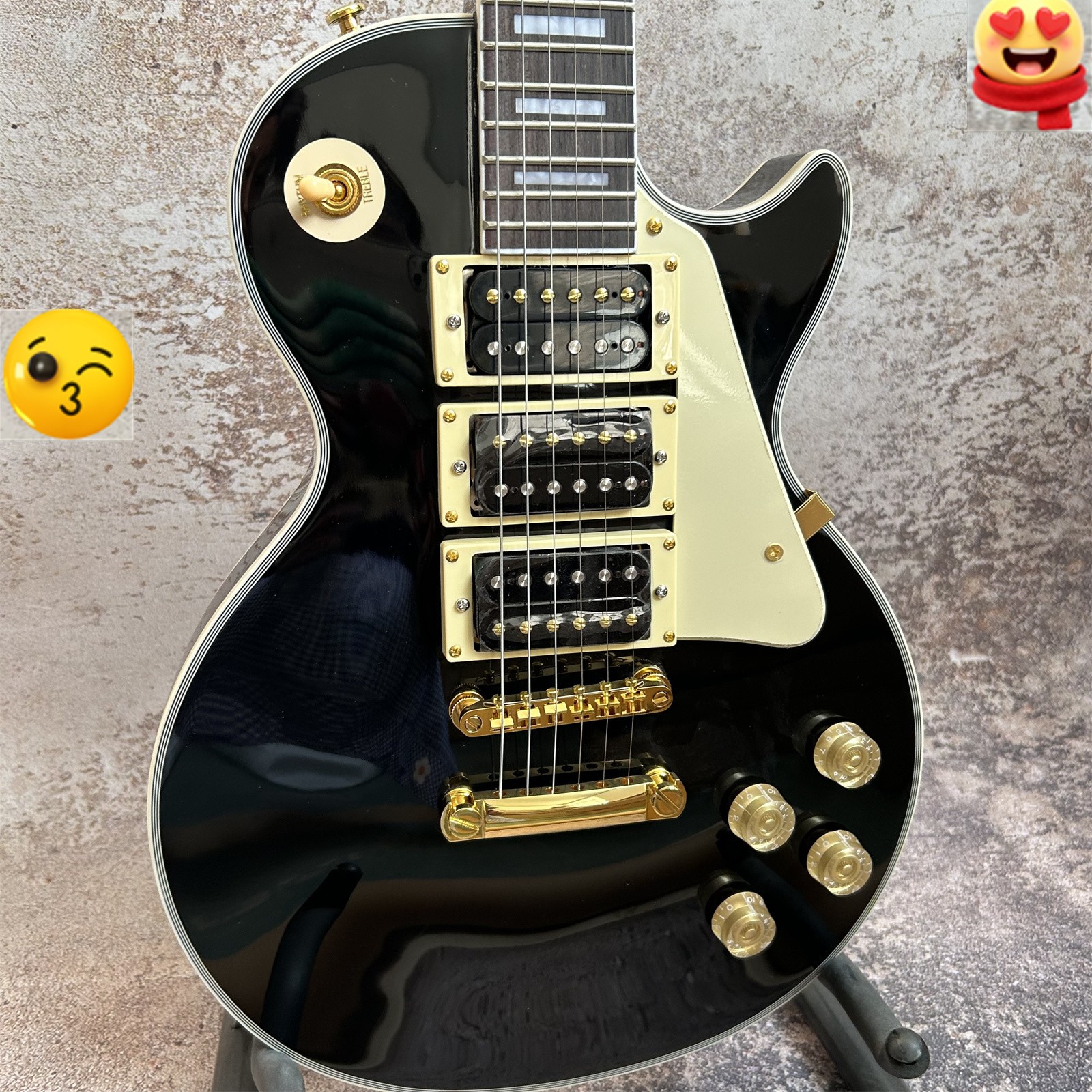 US Warehouse Black Frampton Phoenix Electric Guitar HHH Pickups