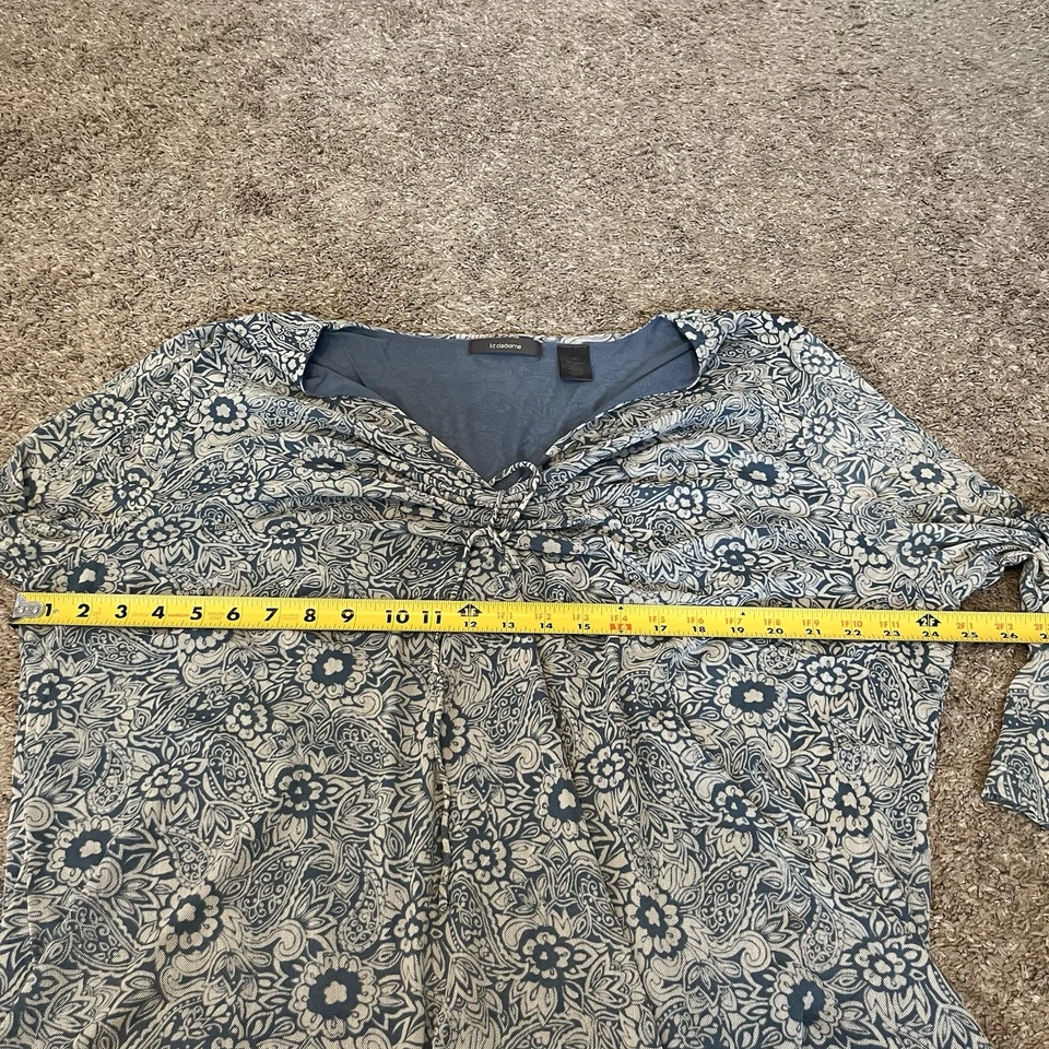 Blusa para mujer Liz Claiborne azul cachemira talla 3X floral Y2K vintage Foto 3 de 4