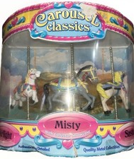 Vintage 3 Horse Metal Carousel New In Box 1999