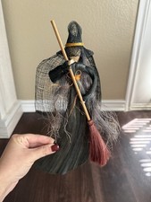 Vintage Halloween Handcrafted Corn Husk Witch Doll 11" Tall