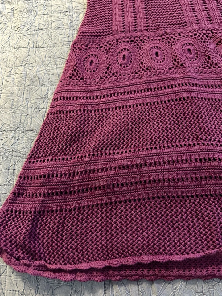 Vestido Athleta Crochet M Magenta Boho Festival Vaquera Otoño Capas Raro 2012 Foto 3 de 4