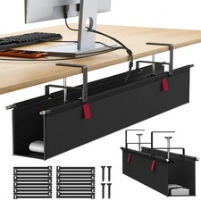 Under Desk Cable Management Tray, 36'' Longer Cord Management Under Desk, Pre...