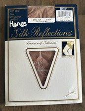 VTG Hanes Silk Reflections Silky Garter Stockings Sz 1 Little Color 1 pair NOS