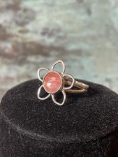 5.75 Pink Stone 925 Sterling Silver Flower Ring