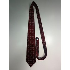 XMI Platinum Silk Tie Mens Red Geometric Square Pattern Italian Fabric USA Made