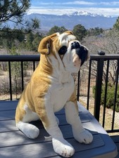 Cute English Bulldog Lifelike Plush Stuffed Animal 21 Sitting On Hind Legs