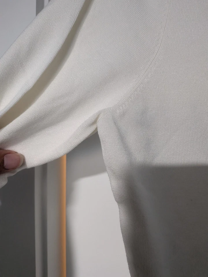 White House Black Market Women's Cardigan Sweater Size XL White 3/4 Sleeve - Image 4 of 4