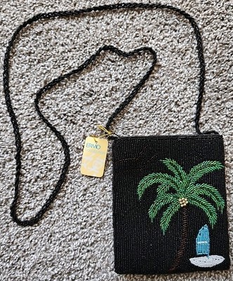 NWT Ermo Collection Beaded Bag Palm Tree Sail Boat Designer Crossbody NEW