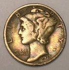 1937 D Mercury Winged Head Dime 10 Cents Silver Coin VF