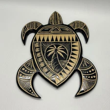 Hand Carved Wooden Sea Turtle Tiki Decor, Man Cave, Bar Accent 12"