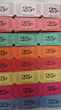 400 Single 25 Cents Event Party Flat Raffle Tickets 8 colors 50 of each color 