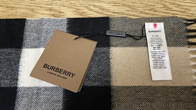 Burberry Classic Check 100% Cashmere Scarf 200x36cm Half Mega