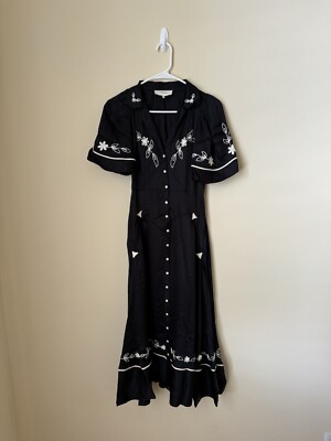 embroidered floral black dress Elegant Leila Black Midi Dress main image 0