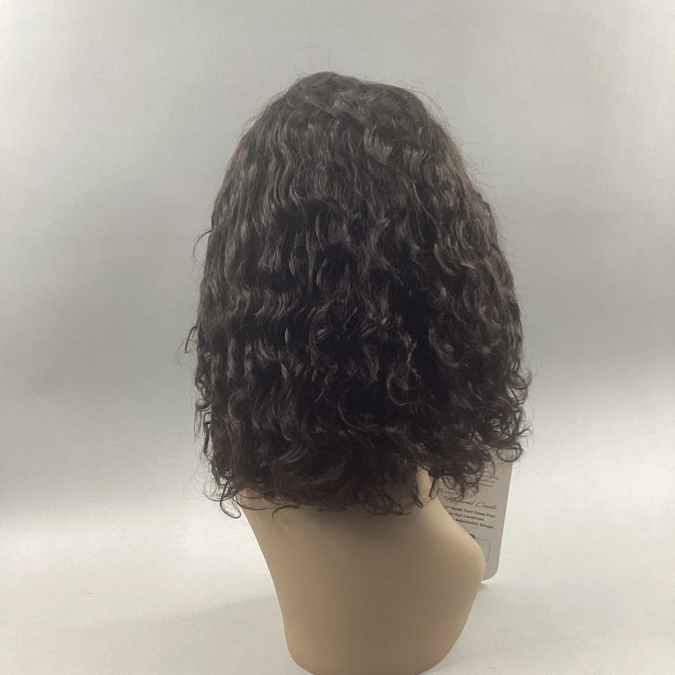 "Peluca frontal de encaje de oreja a oreja 100 % cabello humano negro natural Water Curl 12""" Foto 4 de 4