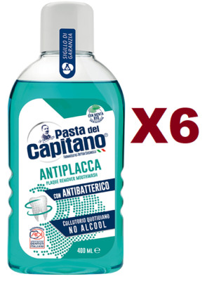 6 PCS CAPTAIN'S PASTE ANTI-PLATE MOUTHWASH 400ML WITH ANTIBACTERIAL