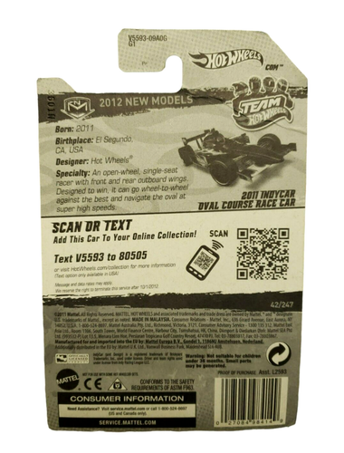 Hot Wheels 2012 Nuevos Modelos 2011 Indycar Campo Ovalado Coche de Carreras ¡ERROR DE EMBALAJE! - Imagen 9 de 14