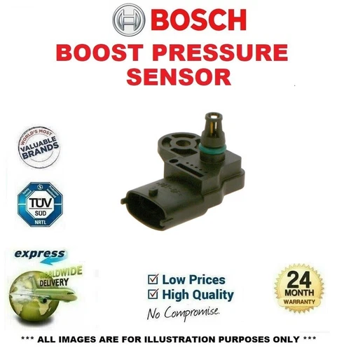 BOSCH BOOST PRESSURE SENSOR for OPEL INSIGNIA 2.8 V6 Turbo OPC 4x4 2009-2017 - Picture 1 of 7