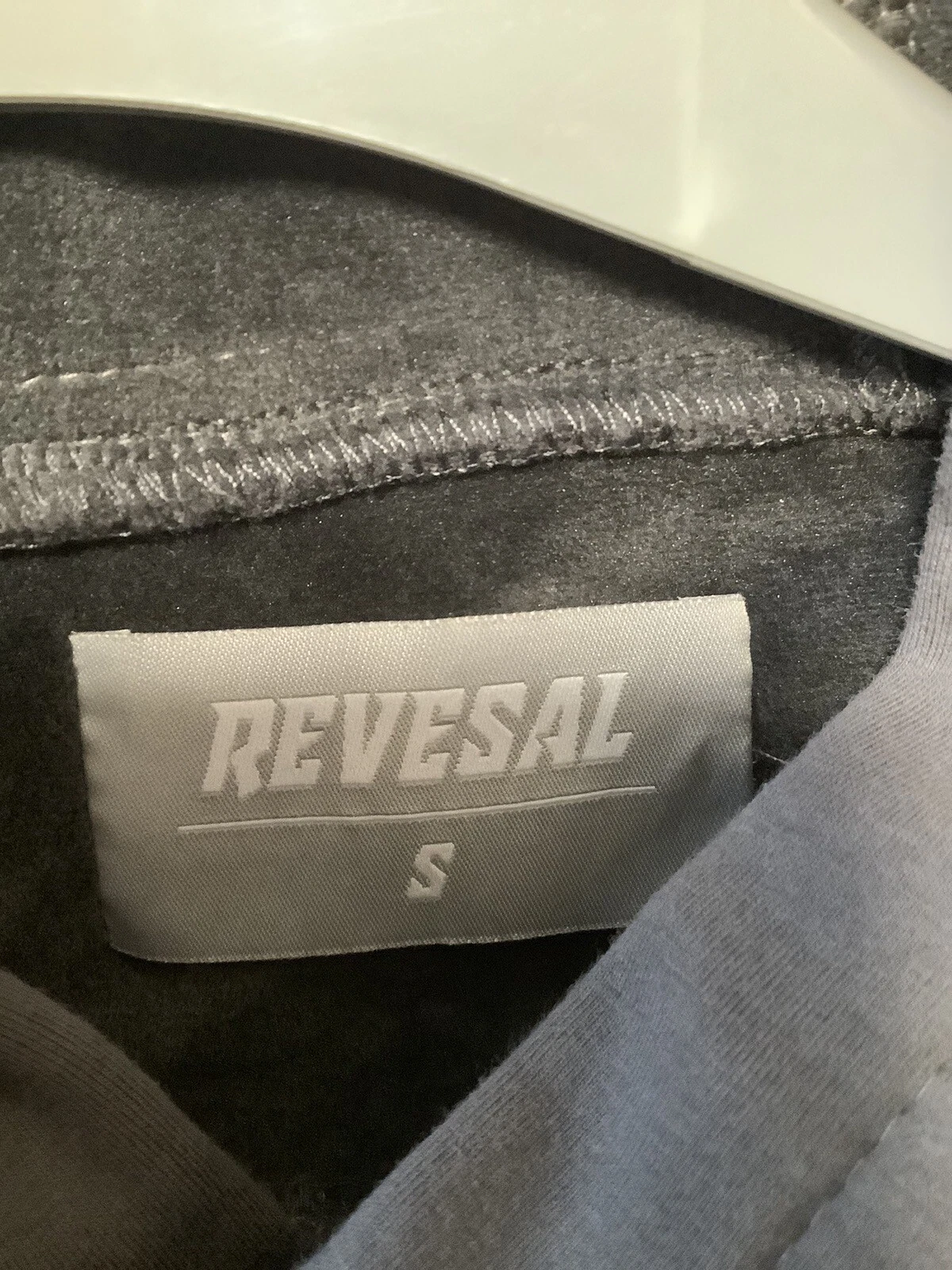 VETEMENTS Men's Charcoal Size S Super Soft Velour Lined Grey Hoodie. Revesal Clothing.